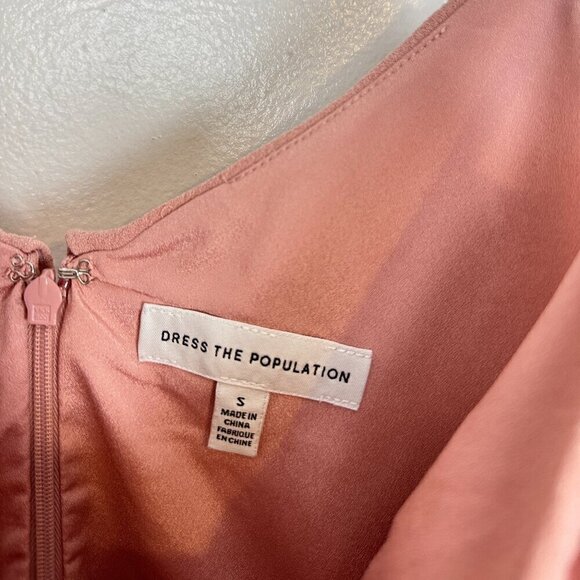 DRESS THE POPULATION Alondra Blouson Sheath Dress in Blush Size Small - Picture 6 of 12